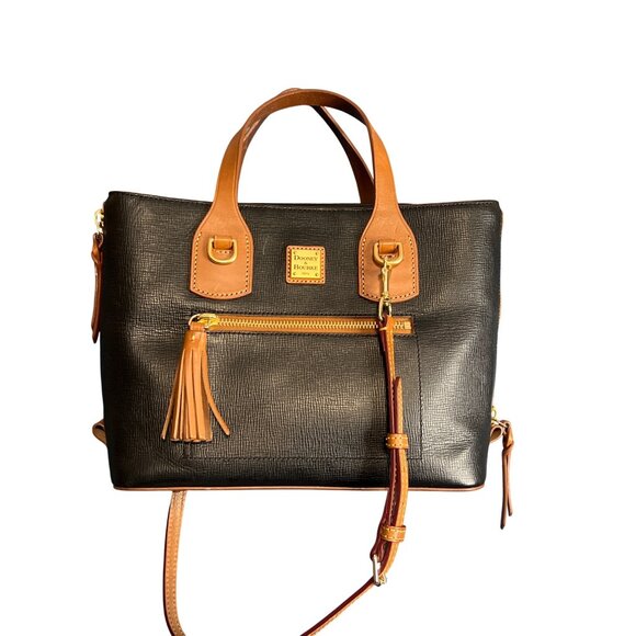 Vintage Dooney & Bourke Black & Tan Leather Satchel - Picture 13 of 13